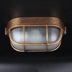 Traditional Vintage Waterproof Rectangular Square Aluminum Frame Glass Shade 1-light Flush Mount Ceiling Light for Bathroom