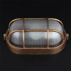 Traditional Vintage Waterproof Rectangular Square Aluminum Frame Glass Shade 1-light Flush Mount Ceiling Light for Bathroom