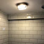 Traditional Vintage Waterproof Rectangular Square Aluminum Frame Glass Shade 1-light Flush Mount Ceiling Light for Bathroom