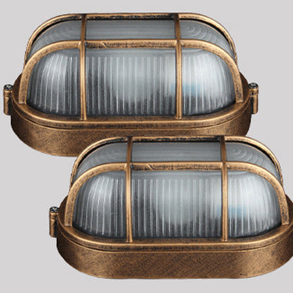 Traditional Vintage Waterproof Rectangular Square Aluminum Frame Glass Shade 1-light Flush Mount Ceiling Light for Bathroom