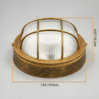 Contemporary Industrial Round Aluminum Frame Striped Glass Shade 1-light Flush Mount Ceiling Light for Hallway