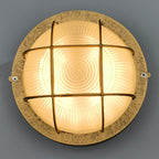 Contemporary Industrial Round Aluminum Frame Striped Glass Shade 1-light Flush Mount Ceiling Light for Hallway