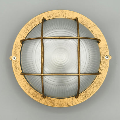 Contemporary Industrial Round Aluminum Frame Striped Glass Shade 1-light Flush Mount Ceiling Light for Hallway
