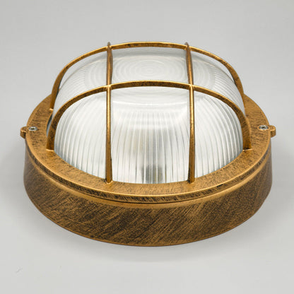 Contemporary Industrial Round Aluminum Frame Striped Glass Shade 1-light Flush Mount Ceiling Light for Hallway
