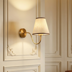 Contemporary Nordic Round Curved Rod Iron Fabric Shade 1-Light Wall Sconce Lamp For Living Room