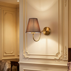 Contemporary Nordic Round Curved Rod Iron Fabric Shade 1-Light Wall Sconce Lamp For Living Room