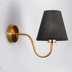 Contemporary Nordic Round Curved Rod Iron Fabric Shade 1-Light Wall Sconce Lamp For Living Room