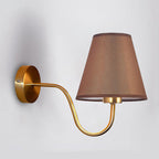 Contemporary Nordic Round Curved Rod Iron Fabric Shade 1-Light Wall Sconce Lamp For Living Room