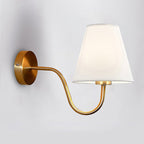 Contemporary Nordic Round Curved Rod Iron Fabric Shade 1-Light Wall Sconce Lamp For Living Room
