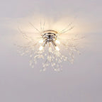Contemporary Creative Branch Round Dandelion Shape Iron Crystal 4/5/6/8 Light Semi-flush Mount Ceiling Light for Living Room