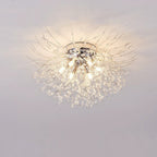 Contemporary Creative Branch Round Dandelion Shape Iron Crystal 4/5/6/8 Light Semi-flush Mount Ceiling Light for Living Room