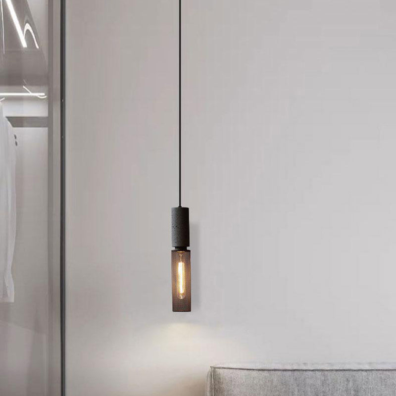 Contemporary Industrial Cylinder Dome Cement Iron Shade 1-light Pendant Light for Living Room BulbSquare