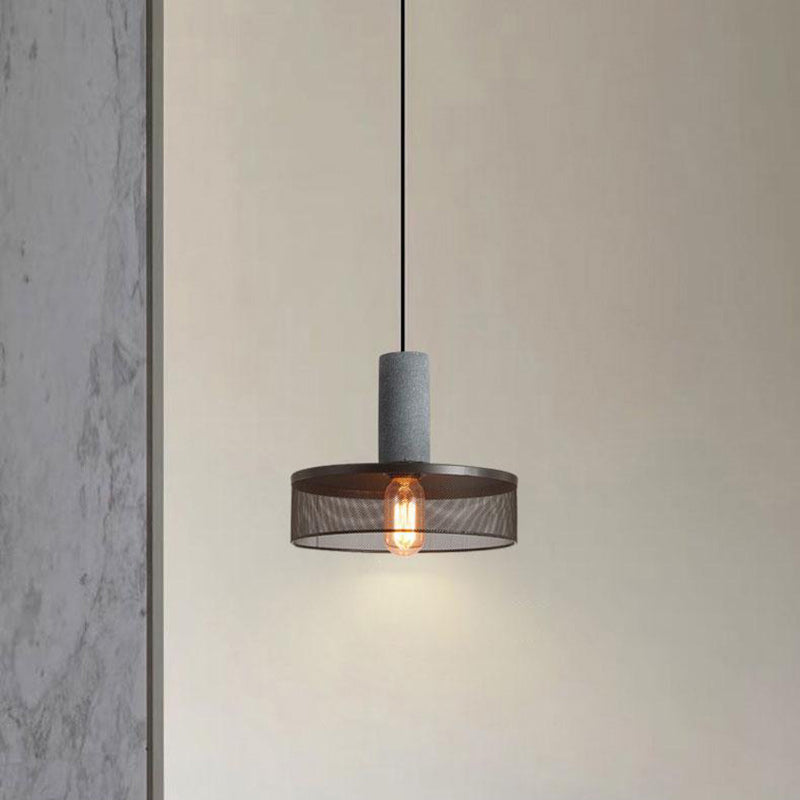 Contemporary Industrial Cylinder Dome Cement Iron Shade 1-light Pendant Light for Living Room BulbSquare
