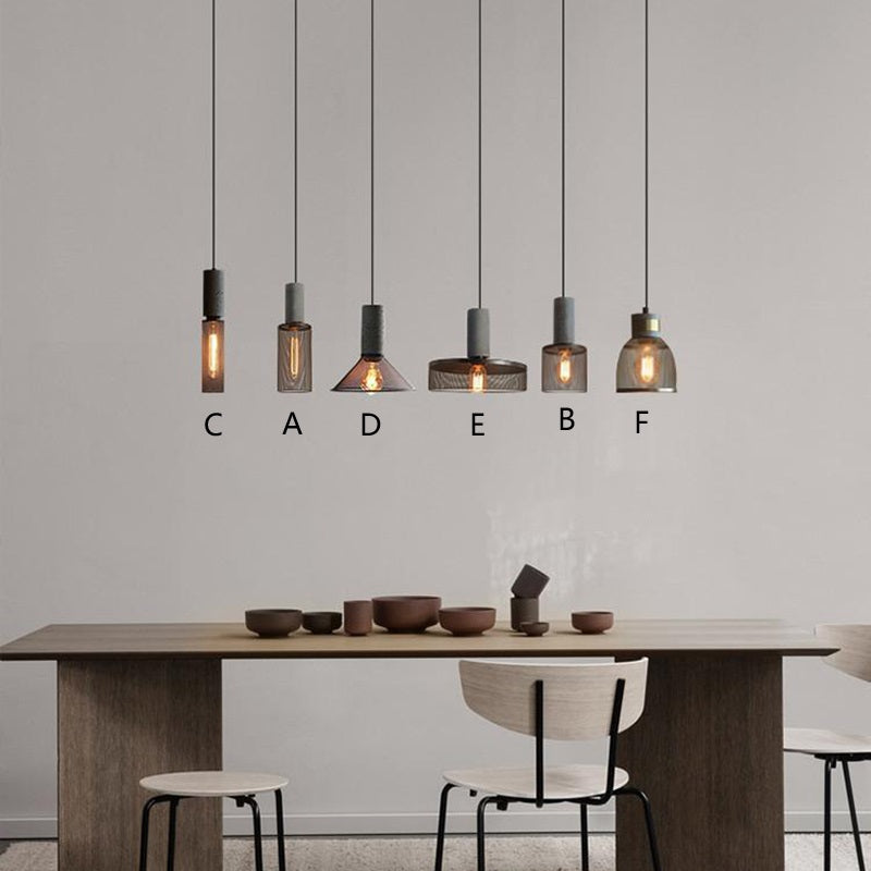 Contemporary Industrial Cylinder Dome Cement Iron Shade 1-light Pendant Light for Living Room BulbSquare