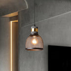 Contemporary Industrial Cylinder Dome Cement Iron Shade 1-light Pendant Light for Living Room BulbSquare