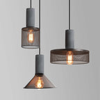 Contemporary Industrial Cylinder Dome Cement Iron Shade 1-light Pendant Light for Living Room BulbSquare