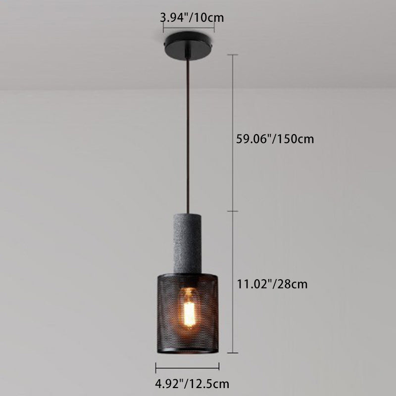 Contemporary Industrial Cylinder Dome Cement Iron Shade 1-light Pendant Light for Living Room BulbSquare