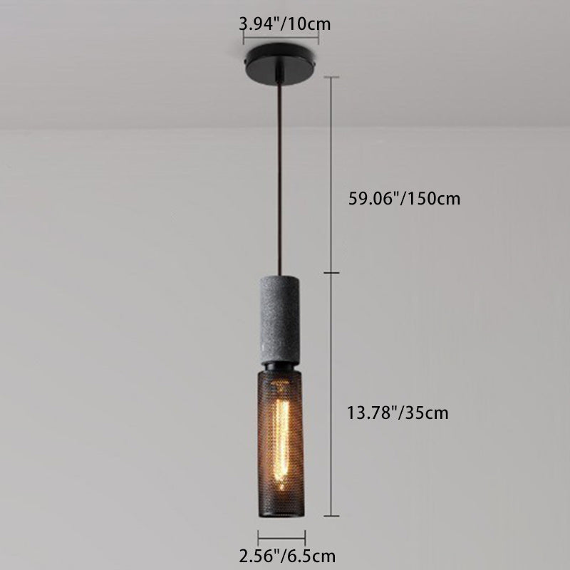 Contemporary Industrial Cylinder Dome Cement Iron Shade 1-light Pendant Light for Living Room BulbSquare
