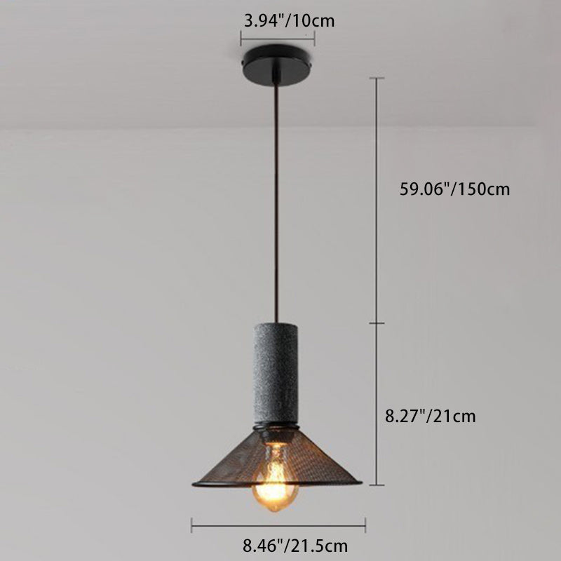 Contemporary Industrial Cylinder Dome Cement Iron Shade 1-light Pendant Light for Living Room BulbSquare