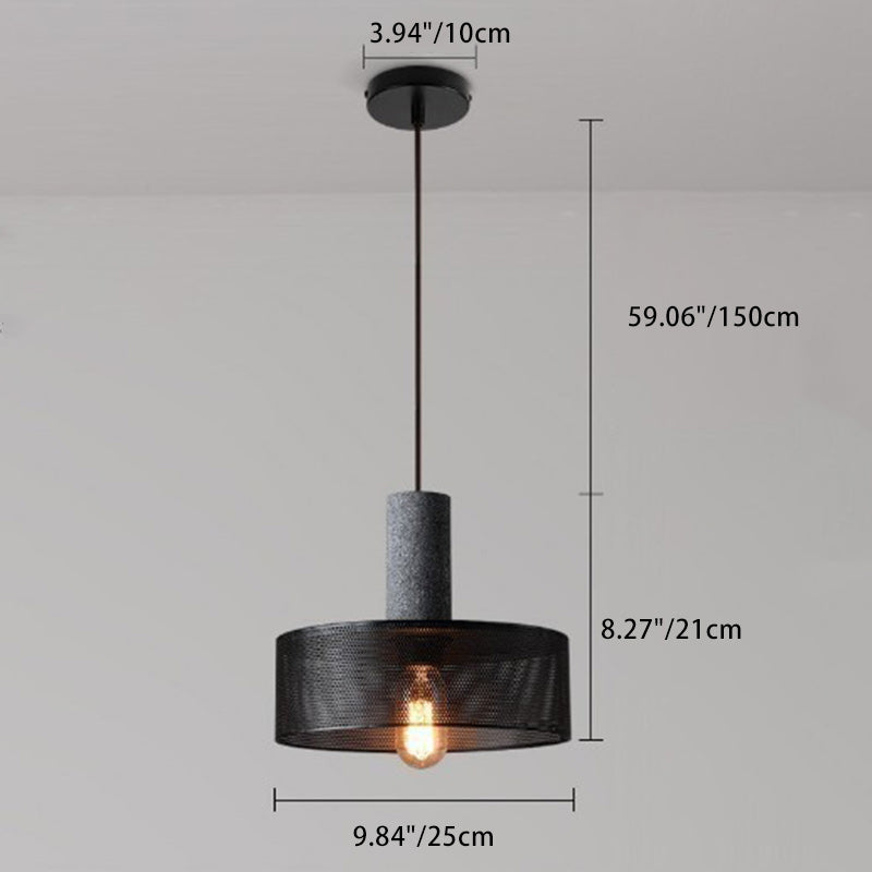 Contemporary Industrial Cylinder Dome Cement Iron Shade 1-light Pendant Light for Living Room BulbSquare