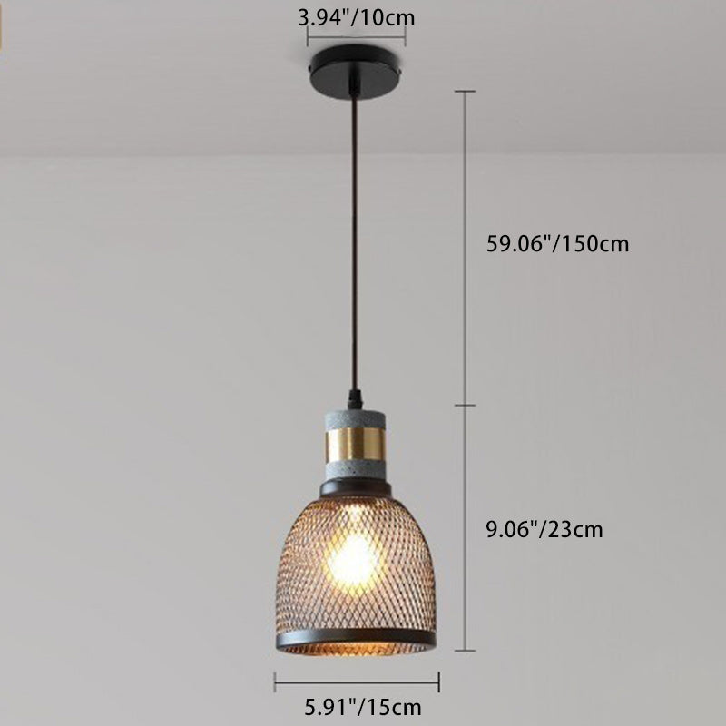 Contemporary Industrial Cylinder Dome Cement Iron Shade 1-light Pendant Light for Living Room BulbSquare