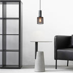 Contemporary Industrial Cylinder Dome Cement Iron Shade 1-light Pendant Light for Living Room BulbSquare