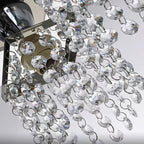Modern Luxury Square Stainless Steel Frame Crystal Shade 4-Light Semi-Flush Mount Ceiling Light For Living Room