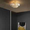 Modern Luxury Round Dome Flower Petal Iron Glass 3-Light Semi-Flush Mount Ceiling Light For Hallway Lumendat