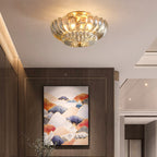 Modern Luxury Round Dome Flower Petal Iron Glass 3-Light Semi-Flush Mount Ceiling Light For Hallway Lumendat