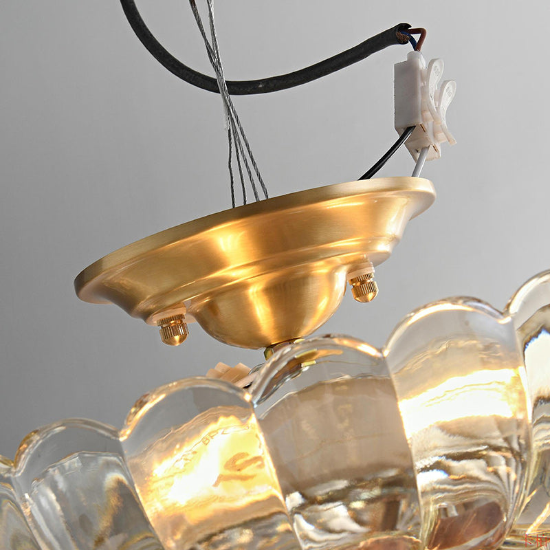 Modern Luxury Round Dome Flower Petal Iron Glass 3-Light Semi-Flush Mount Ceiling Light For Hallway Lumendat