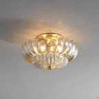 Modern Luxury Round Dome Flower Petal Iron Glass 3-Light Semi-Flush Mount Ceiling Light For Hallway Lumendat