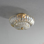 Modern Luxury Round Dome Flower Petal Iron Glass 3-Light Semi-Flush Mount Ceiling Light For Hallway Lumendat
