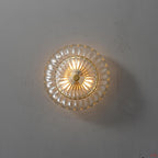 Modern Luxury Round Dome Flower Petal Iron Glass 3-Light Semi-Flush Mount Ceiling Light For Hallway Lumendat