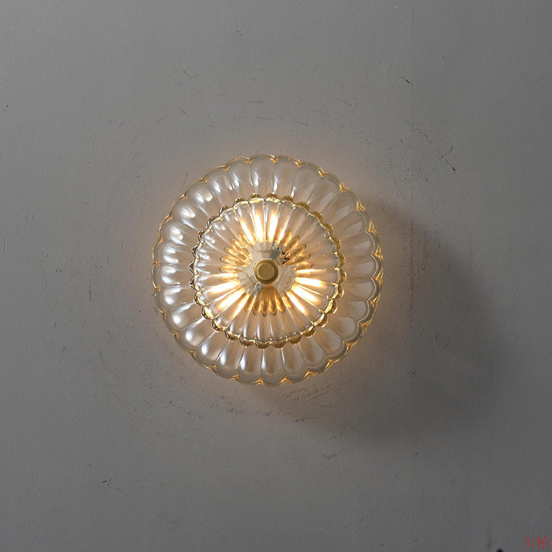 Modern Luxury Round Dome Flower Petal Iron Glass 3-Light Semi-Flush Mount Ceiling Light For Hallway Lumendat