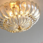 Modern Luxury Round Dome Flower Petal Iron Glass 3-Light Semi-Flush Mount Ceiling Light For Hallway Lumendat
