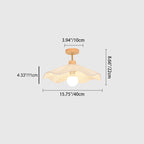 Modern Minimalist Round Flower Wooden Fabric Shade 1-Light Semi-Flush Mount Ceiling Light For Living Room Lumendat