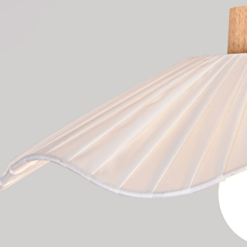 Modern Minimalist Round Flower Wooden Fabric Shade 1-Light Semi-Flush Mount Ceiling Light For Living Room Lumendat