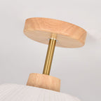 Modern Minimalist Round Flower Wooden Fabric Shade 1-Light Semi-Flush Mount Ceiling Light For Living Room Lumendat