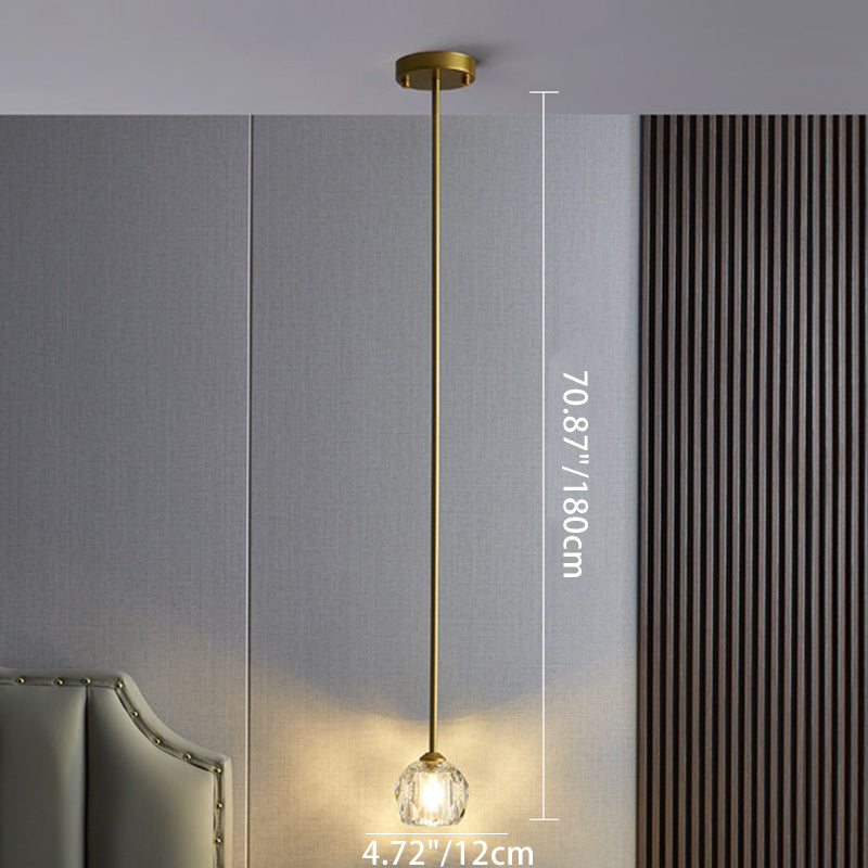 Modern Luxury Round Metal Crystal 1-light Pendant Light for Bedroom