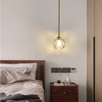 Modern Luxury Round Metal Crystal 1-light Pendant Light for Bedroom BulbSquare