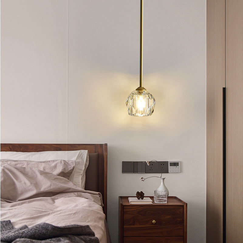 Modern Luxury Round Metal Crystal 1-light Pendant Light for Bedroom