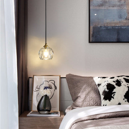 Modern Luxury Round Metal Crystal 1-light Pendant Light for Bedroom