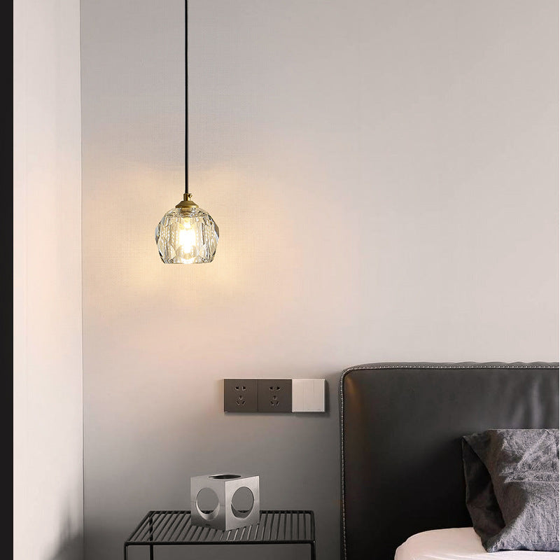 Modern Luxury Round Metal Crystal 1-light Pendant Light for Bedroom