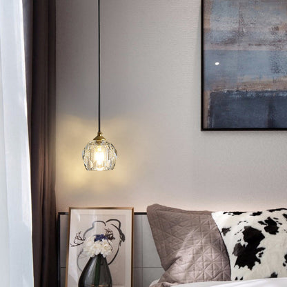 Modern Luxury Round Metal Crystal 1-light Pendant Light for Bedroom