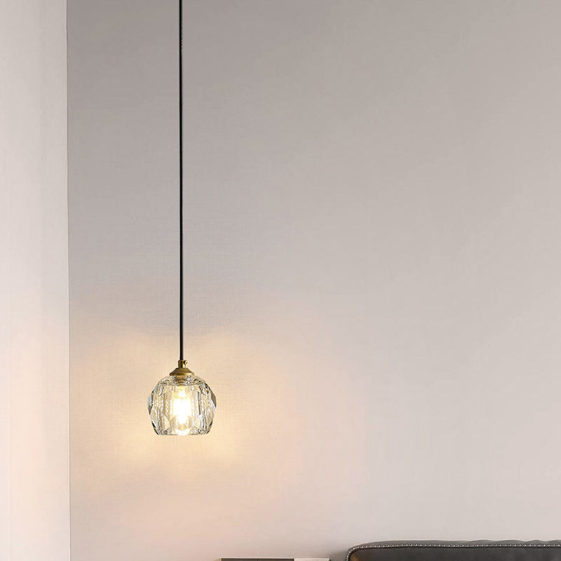 Modern Luxury Round Metal Crystal 1-light Pendant Light for Bedroom