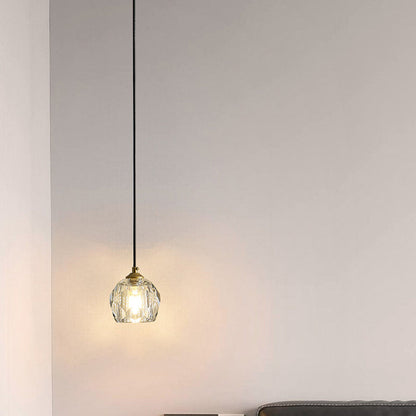Modern Luxury Round Metal Crystal 1-light Pendant Light for Bedroom