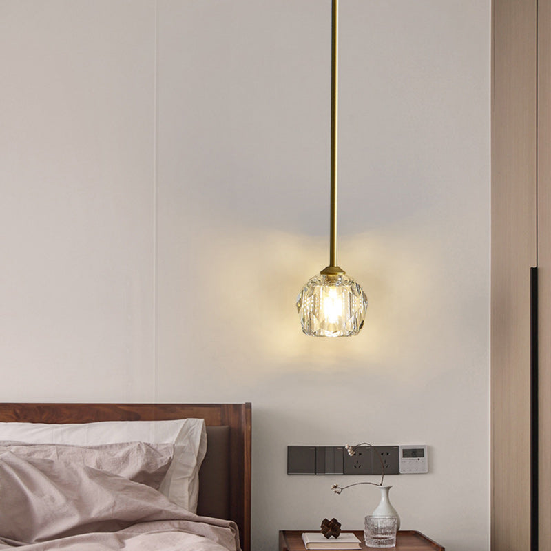 Modern Luxury Round Metal Crystal 1-light Pendant Light for Bedroom