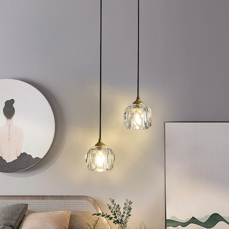 Modern Luxury Round Metal Crystal 1-light Pendant Light for Bedroom