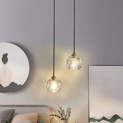 Modern Luxury Round Metal Crystal 1-light Pendant Light for Bedroom