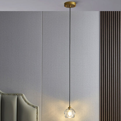 Modern Luxury Round Metal Crystal 1-light Pendant Light for Bedroom